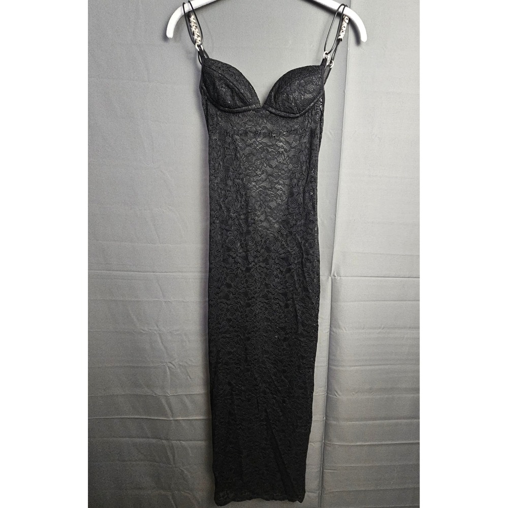 I.AM.GIA Trina Dress XS Black Sheer Lace Bustier Maxi Y2K Goth NWT